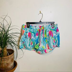 Lily Pulitzer Nylon Shorts Pockets Small Bright Color 3” Inseam Mid Rise